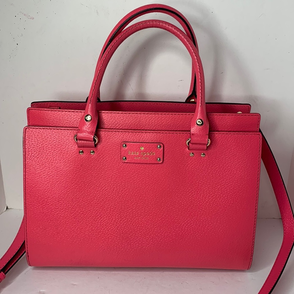 Kate Spade Wellesley flamingo pink saffiano leather tote shoulder bag